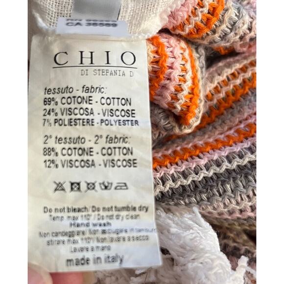 CHIO Di Stefania Multi Stripe Fringe Mini Skirt Sz Small - Picture 7 of 7